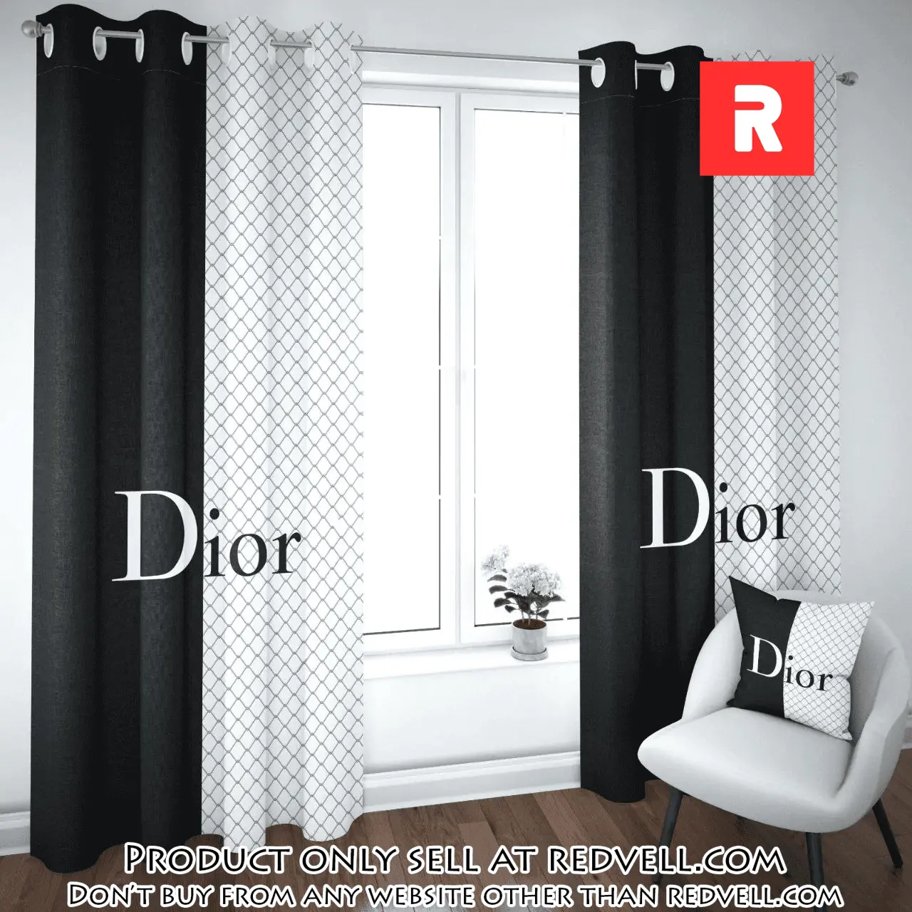 Dior black white premium window curtains hot  luxury curtain wc099 rv4946111